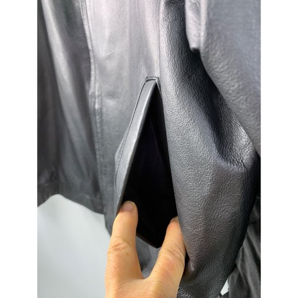 Mens St Johns Bay Black Leather Aviator Jacket Insulated Size Large GUC 6662 - Picture 6 of 13